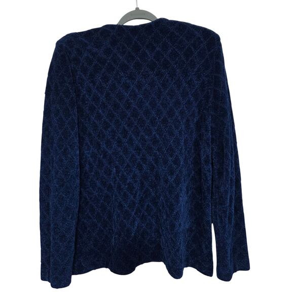 Vintage Mark Fore & Strike Sz L Navy Blue Wool Blend Cardigan Sweater 90s Retro - Picture 2 of 10